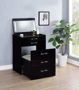 Danbury 3-drawer Makeup Vanity & Stool Set Black High Gloss - Tampa Furniture Outlet