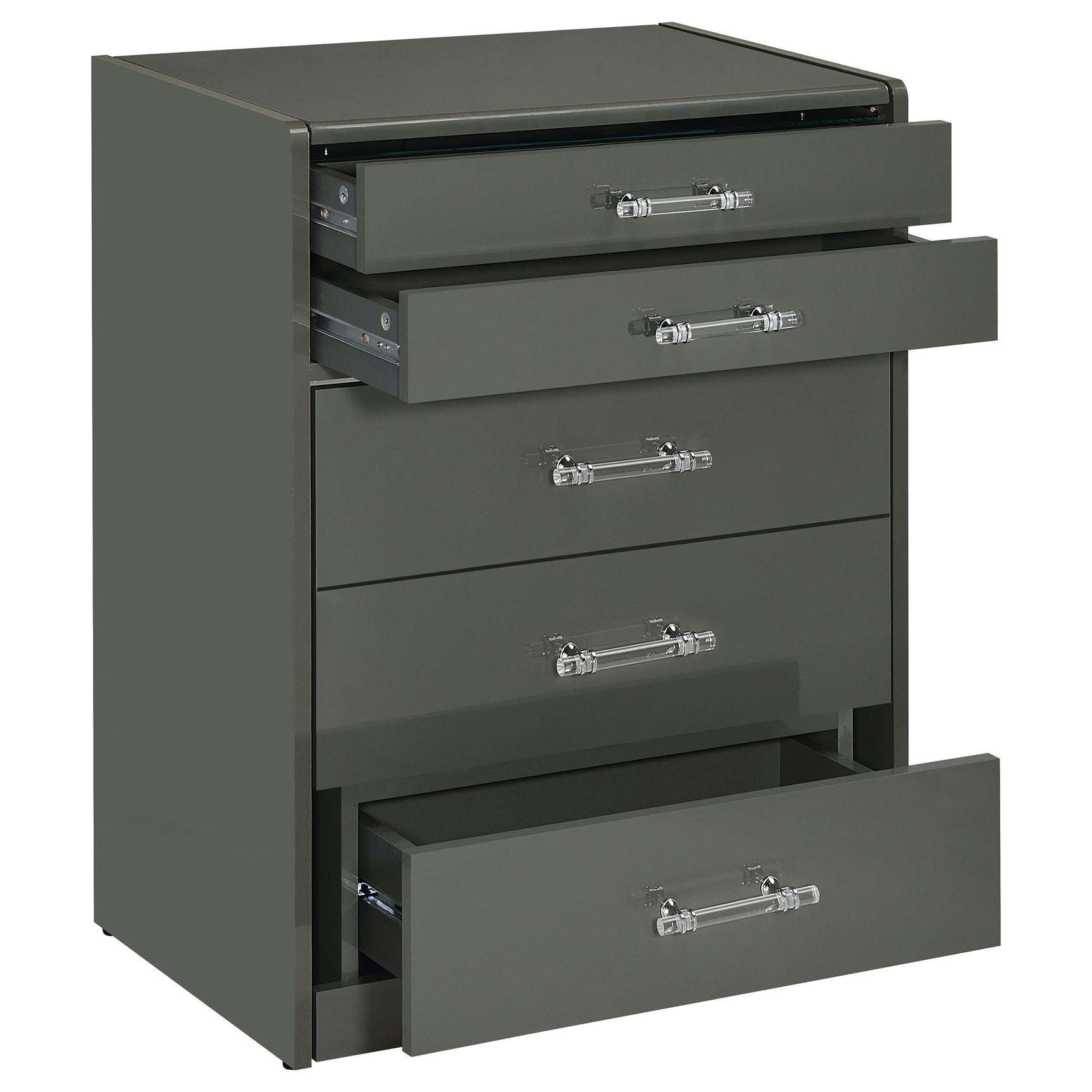 Danbury 3-drawer Makeup Vanity & Stool Set Grey High Gloss - Tampa Furniture Outlet