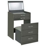 Danbury 3-drawer Makeup Vanity & Stool Set Grey High Gloss - Tampa Furniture Outlet