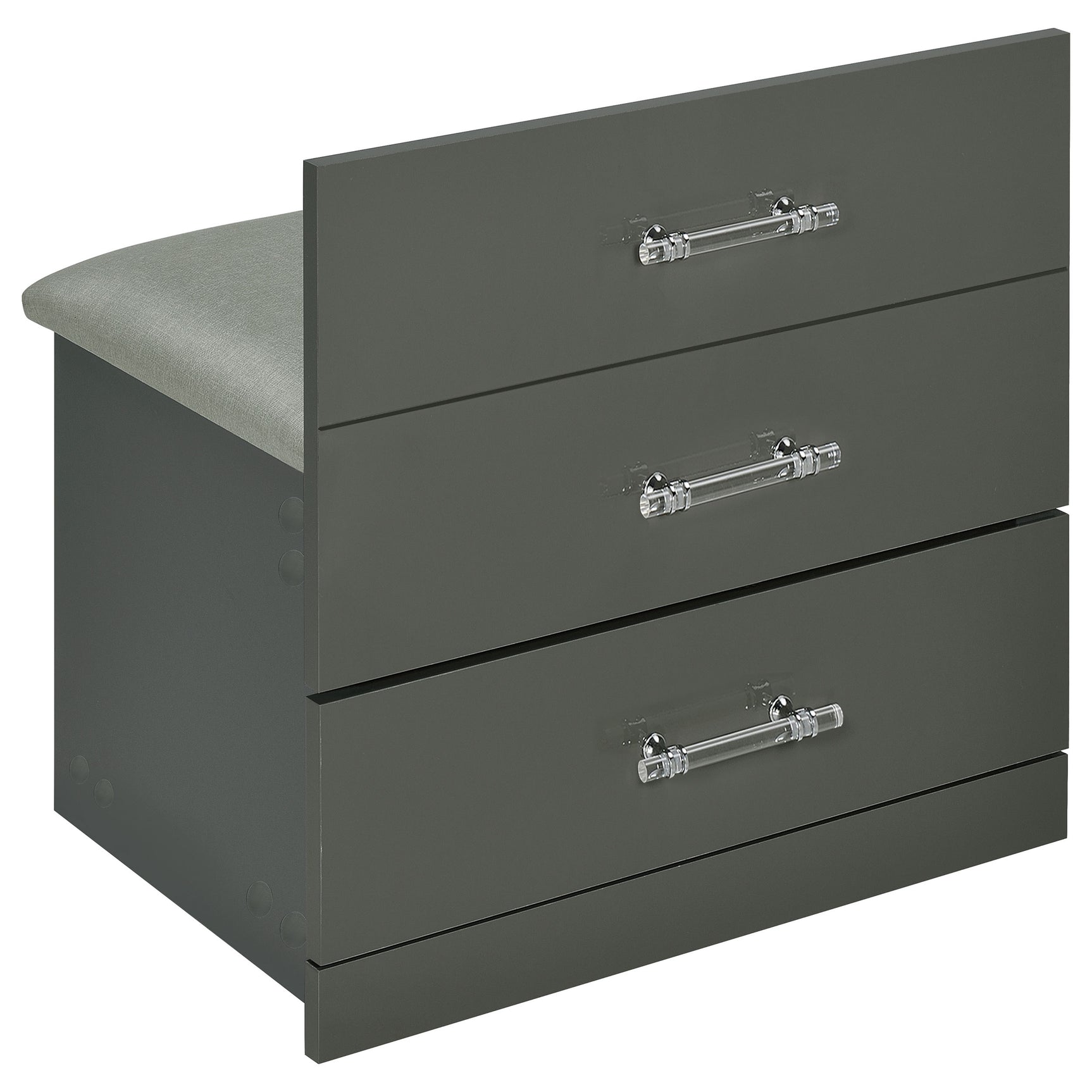 Danbury 3-drawer Makeup Vanity & Stool Set Grey High Gloss - Tampa Furniture Outlet