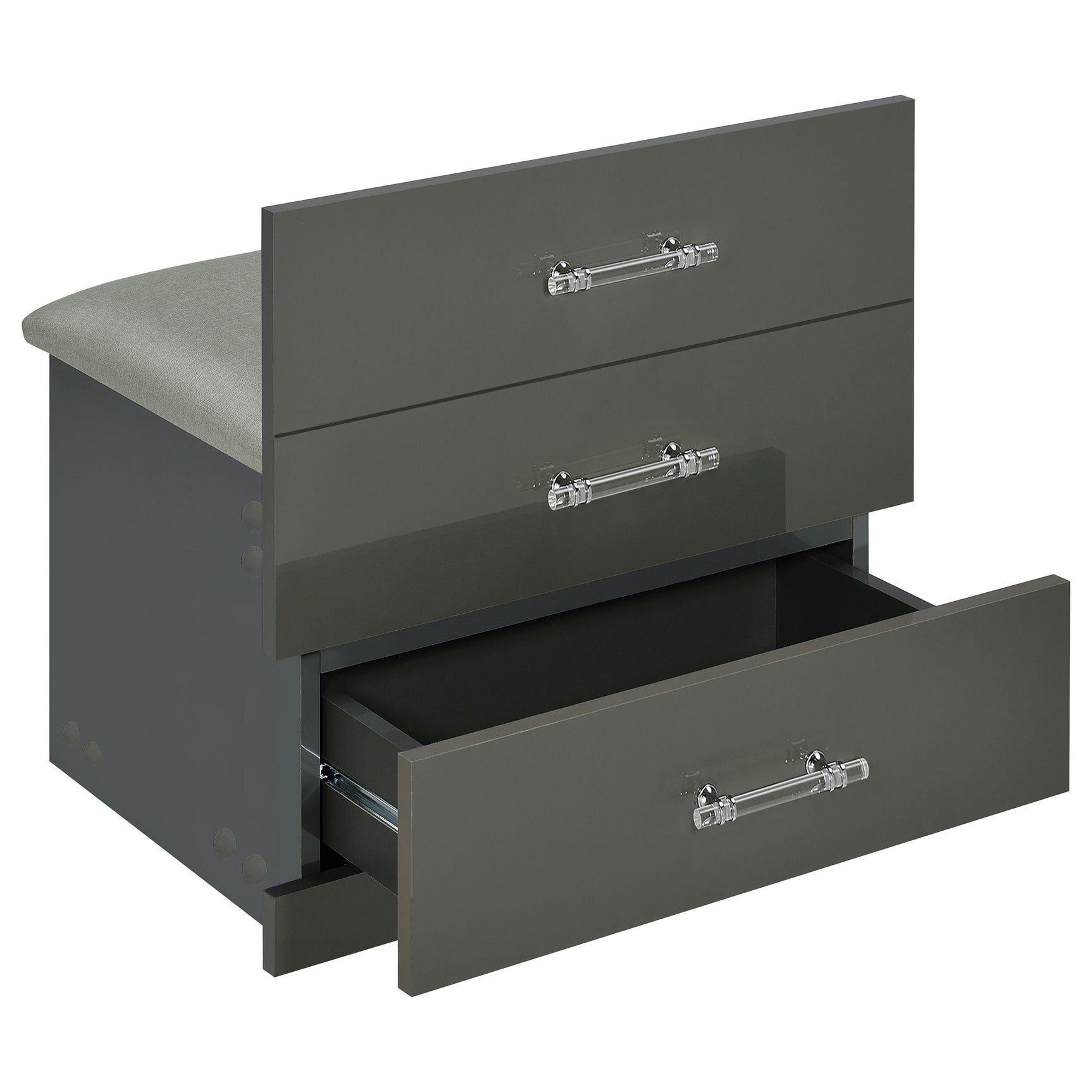 Danbury 3-drawer Makeup Vanity & Stool Set Grey High Gloss - Tampa Furniture Outlet