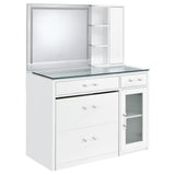 Flora 2-drawer Vanity Set with LED Mirror White High Gloss - Tampa Furniture Outlet