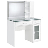 Flora 2-drawer Vanity Set with LED Mirror White High Gloss - Tampa Furniture Outlet