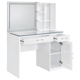 Flora 2-drawer Vanity Set with LED Mirror White High Gloss - Tampa Furniture Outlet