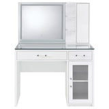 Flora 2-drawer Vanity Set with LED Mirror White High Gloss - Tampa Furniture Outlet
