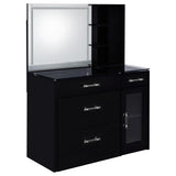 Flora 2-drawer Vanity Set with LED Mirror Black High Gloss - Tampa Furniture Outlet