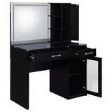 Flora 2-drawer Vanity Set with LED Mirror Black High Gloss - Tampa Furniture Outlet