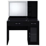 Flora 2-drawer Vanity Set with LED Mirror Black High Gloss - Tampa Furniture Outlet