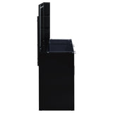 Flora 2-drawer Vanity Set with LED Mirror Black High Gloss - Tampa Furniture Outlet