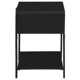 Amherst 1-drawer Radio Weave Cane Metal Bedside Table Black - Tampa Furniture Outlet