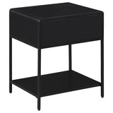 Amherst 1-drawer Radio Weave Cane Metal Bedside Table Black - Tampa Furniture Outlet