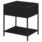 Amherst 1-drawer Radio Weave Cane Metal Bedside Table Black - Tampa Furniture Outlet