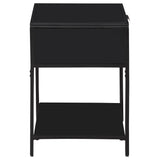 Amherst 1-drawer Radio Weave Cane Metal Bedside Table Black - Tampa Furniture Outlet