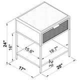 Amherst 1-drawer Radio Weave Cane Metal Bedside Table Black - Tampa Furniture Outlet