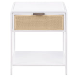Amherst 1-drawer Radio Weave Cane Metal Bedside Table White - Tampa Furniture Outlet