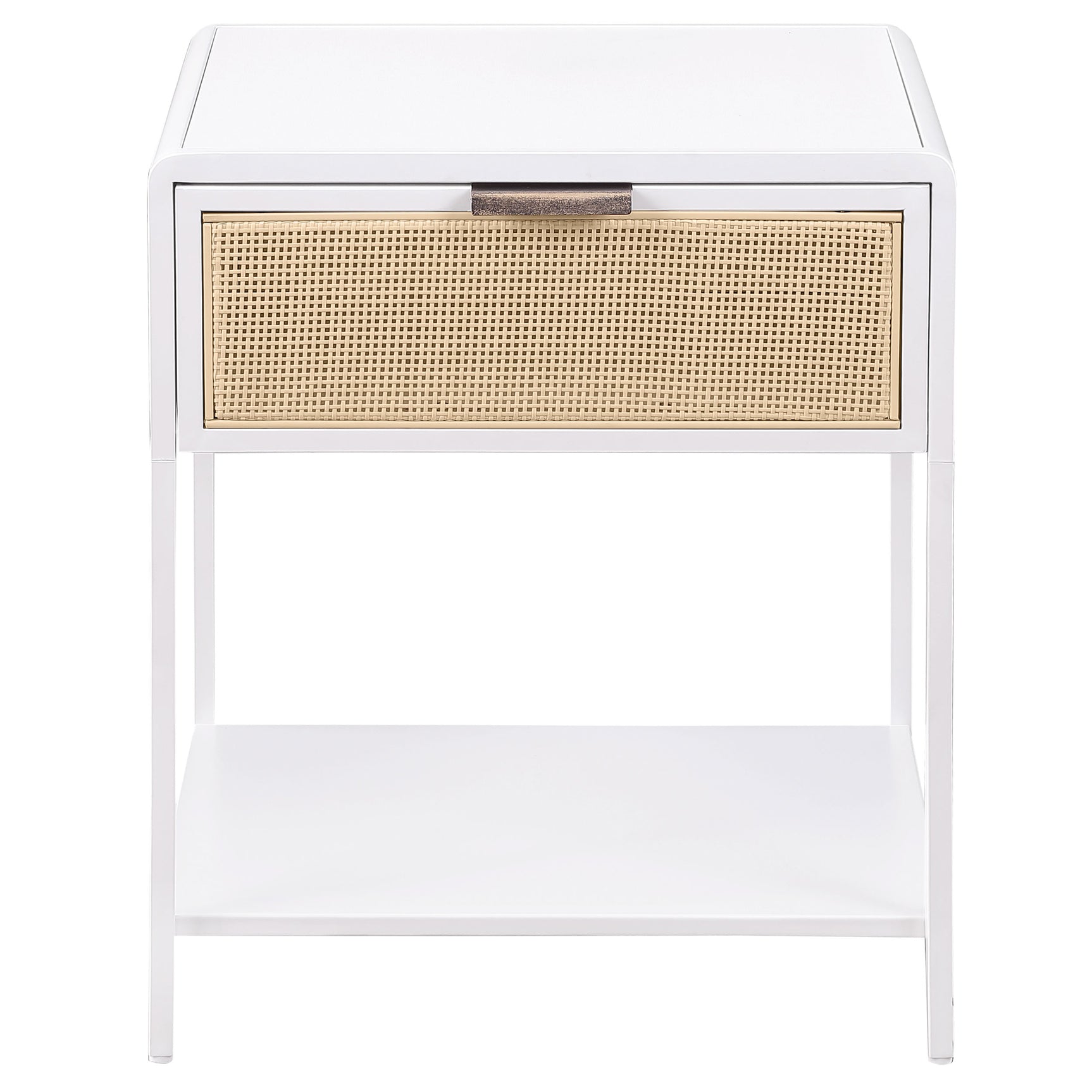 Amherst 1-drawer Radio Weave Cane Metal Bedside Table White - Tampa Furniture Outlet
