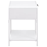 Amherst 1-drawer Radio Weave Cane Metal Bedside Table White - Tampa Furniture Outlet