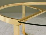Delia 2-Piece Round Glass Top Nesting Coffee Table Gold - Tampa Furniture Outlet
