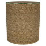Tampa Furniture Outlet - Coaster - Halden Round Woven Seagrass Accent Side Table Light Brown - 930270