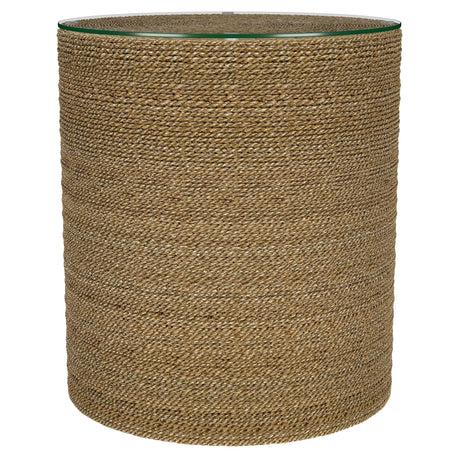 Tampa Furniture Outlet - Coaster - Halden Round Woven Seagrass Accent Side Table Light Brown - 930270