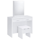 Tampa Furniture Outlet - Coaster - Bunbury Makeup Vanity Table Set Storage Mirror and Stool White - 930280