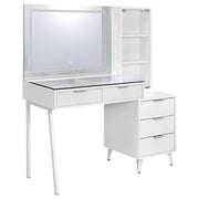 Tampa Furniture Outlet - Coaster - Souza 5-Drawer Makeup Vanity Table With LED Mirror White High Gloss - 930282