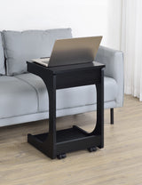 Ralston C-Shaped Lift-Top Sofa Side Table With Casters Black