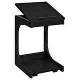 Ralston C-Shaped Lift-Top Sofa Side Table With Casters Black