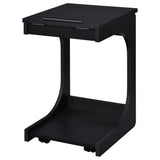 Ralston C-Shaped Lift-Top Sofa Side Table With Casters Black