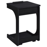 Ralston C-Shaped Lift-Top Sofa Side Table With Casters Black