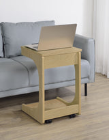 Ralston C-Shaped Lift-Top Sofa Side Table With Casters Light Oak