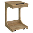 Tampa Furniture Outlet - Coaster - Ralston C-Shaped Lift-Top Sofa Side Table With Casters Mango - 930292