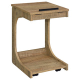 Tampa Furniture Outlet - Coaster - Ralston C-Shaped Lift-Top Sofa Side Table With Casters Mango - 930292
