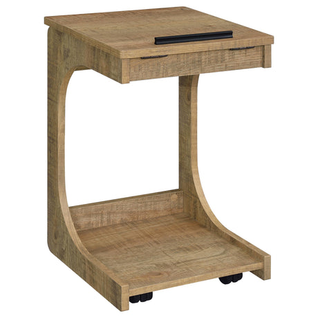 Tampa Furniture Outlet - Coaster - Ralston C-Shaped Lift-Top Sofa Side Table With Casters Mango - 930292