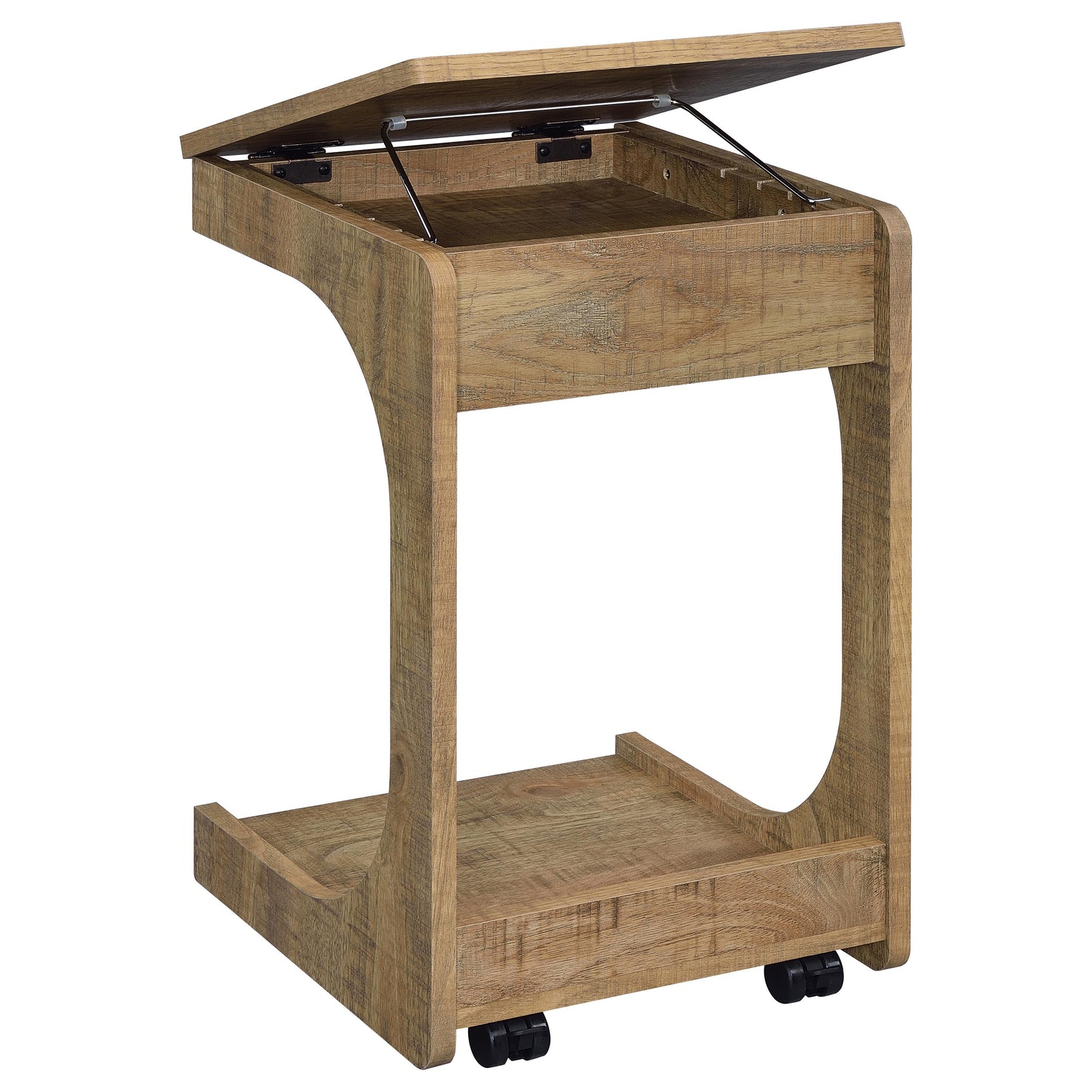 Ralston C-Shaped Lift-Top Sofa Side Table With Casters Mango