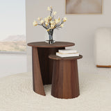 Yency 2-piece Round Mango Wood Nesting Table Set Dark Brown Mango - Tampa Furniture Outlet