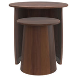Yency 2-piece Round Mango Wood Nesting Table Set Dark Brown Mango - Tampa Furniture Outlet
