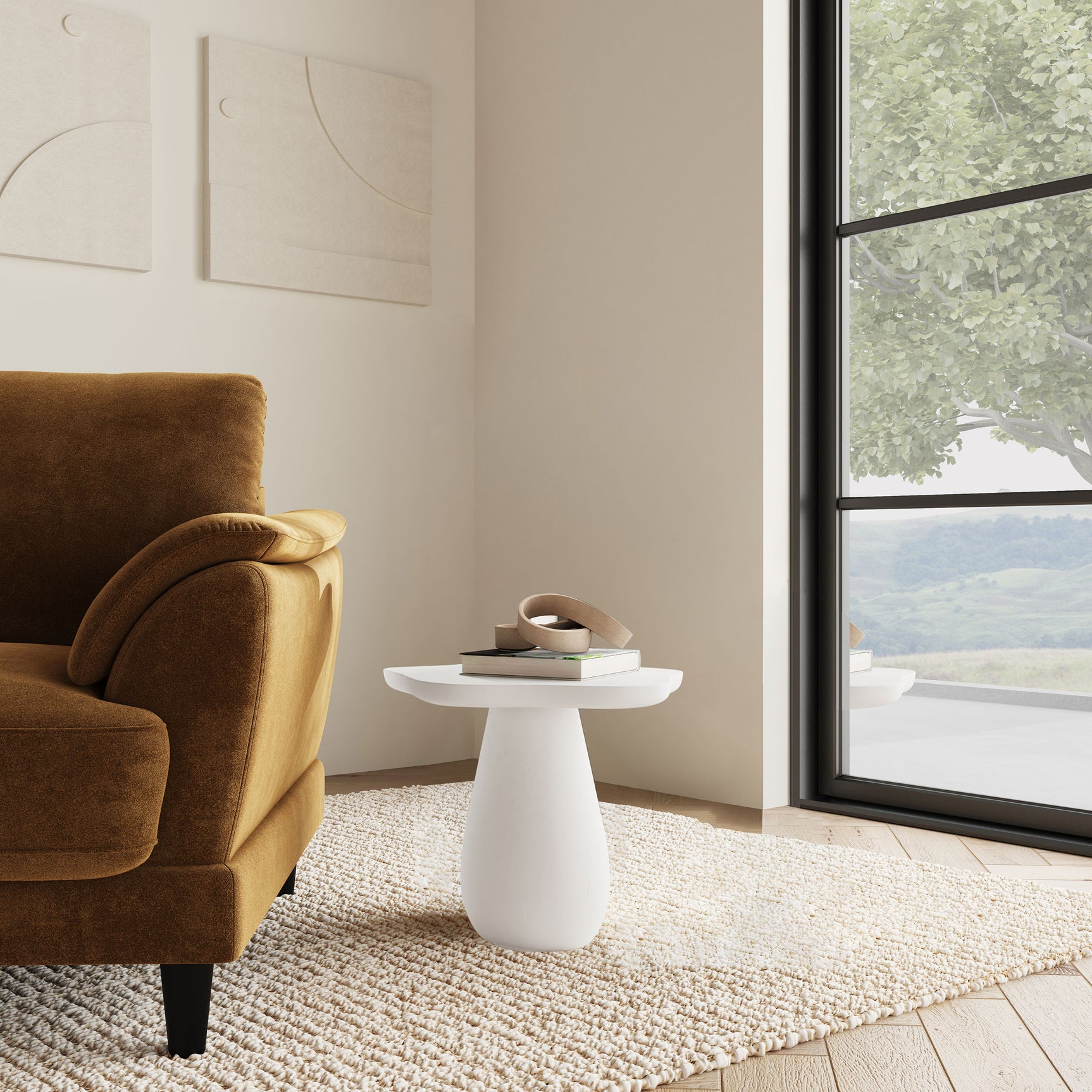 Perth 17-inch Side Table with Cloud-Shaped Top Off White - Tampa Furniture Outlet