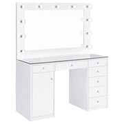 Tampa Furniture Outlet - Coaster - Acena 7-drawer Vanity Set with Lighting White High Gloss - 931143