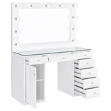 Acena 7-drawer Vanity Set with Lighting White High Gloss - Tampa Furniture Outlet