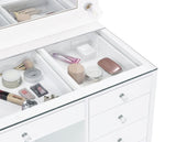 Acena 7-drawer Vanity Set with Lighting White High Gloss - Tampa Furniture Outlet