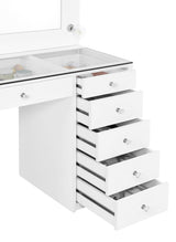 Acena 7-drawer Vanity Set with Lighting White High Gloss - Tampa Furniture Outlet