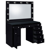 Acena 7-drawer Vanity Set with Lighting Black High Gloss - Tampa Furniture Outlet