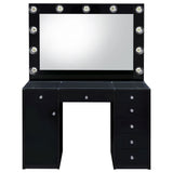 Acena 7-drawer Vanity Set with Lighting Black High Gloss - Tampa Furniture Outlet