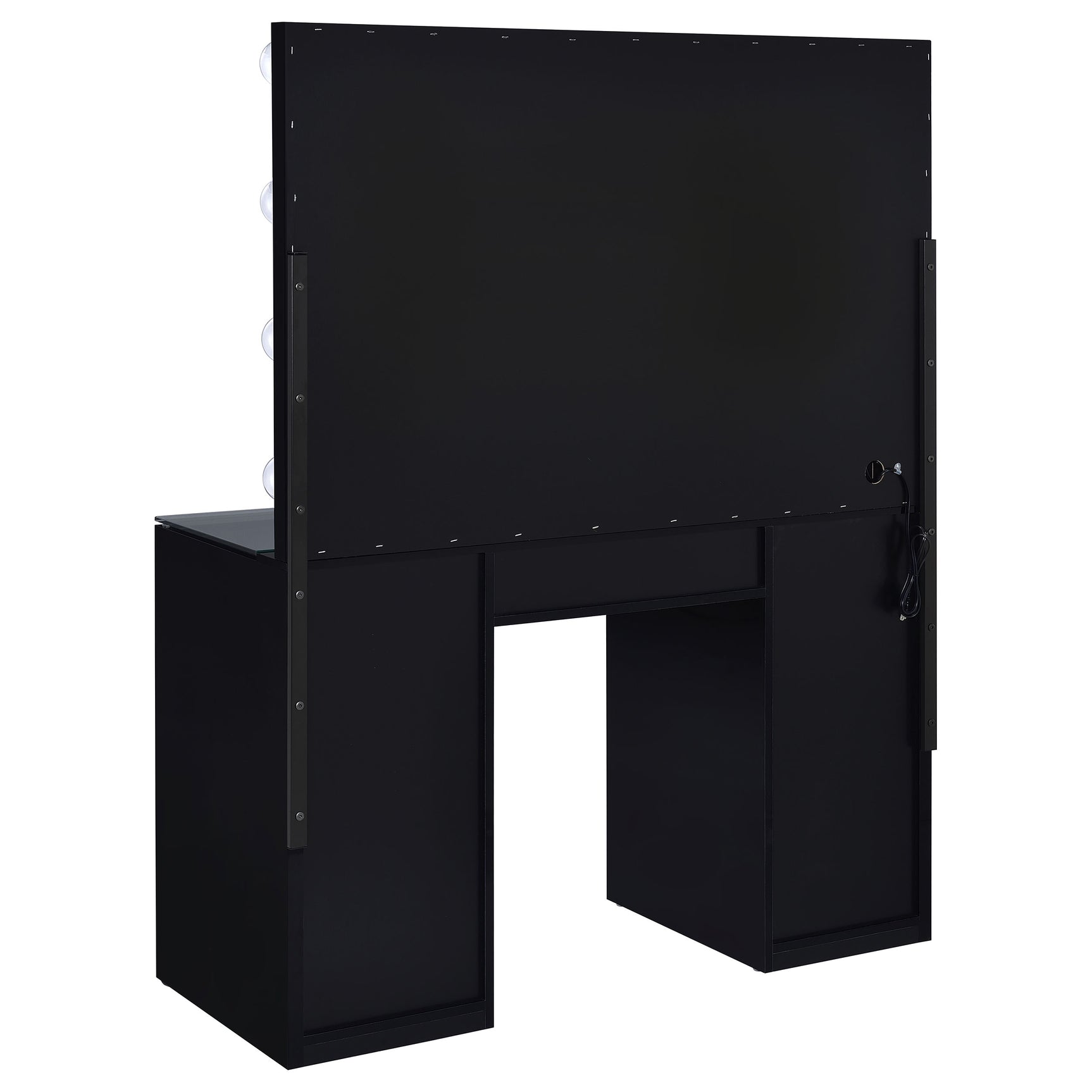 Acena 7-drawer Vanity Set with Lighting Black High Gloss - Tampa Furniture Outlet