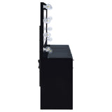 Acena 7-drawer Vanity Set with Lighting Black High Gloss - Tampa Furniture Outlet