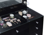 Acena 7-drawer Vanity Set with Lighting Black High Gloss - Tampa Furniture Outlet