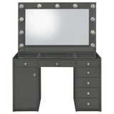 Acena 7-drawer Vanity Set with Lighting Grey High Gloss - Tampa Furniture Outlet