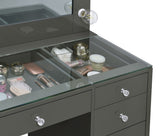 Acena 7-drawer Vanity Set with Lighting Grey High Gloss - Tampa Furniture Outlet