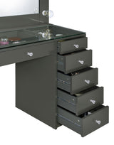 Acena 7-drawer Vanity Set with Lighting Grey High Gloss - Tampa Furniture Outlet